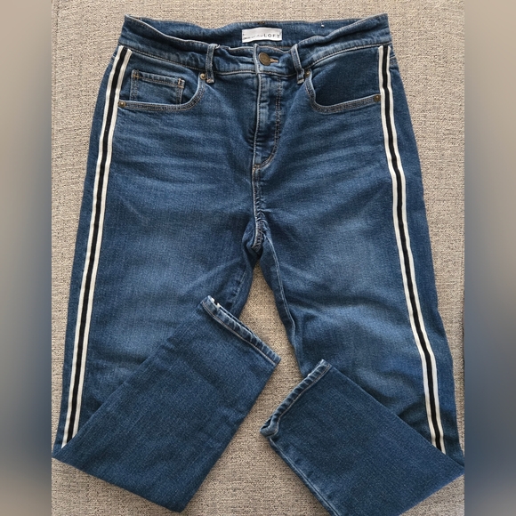 LOFT Denim - LOFT Womens Modern Skinny Jeans Blue Mid Rise Side Stripe Stretch Denim 28/6
